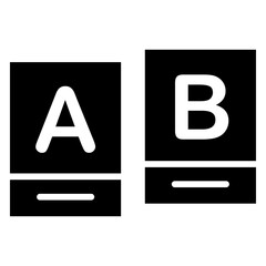 A-B Testing icon Flat outline fill black and white