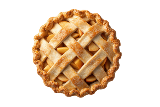 PNG Golden lattice apple pie on black background