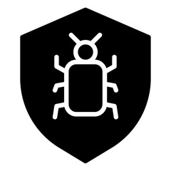 Antivirus icon Flat outline fill black and white