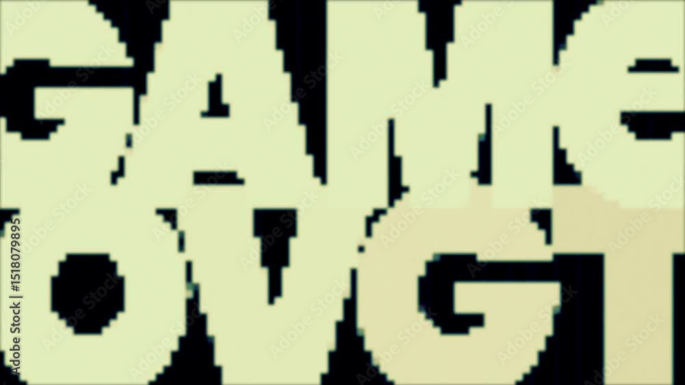 Poster game over text message animation with pixelated retro style look effects
