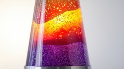 Vibrant Lava Lamp Close-Up Orange, Yellow, and Purple Liquid Motion