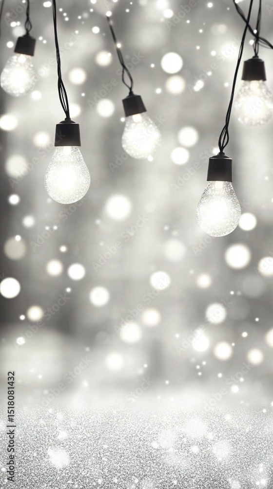 Poster festive string lights illuminate a blurred bokeh background, creating a whimsical atmosphere perfect