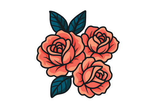 vector illustration of red rose vintage 