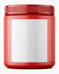 Red Plastic Jar Mockup Perfect for Supplements, Powders, and More