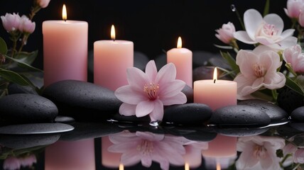 spa still life with candles and orchid