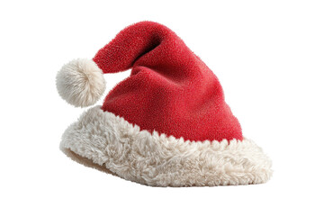 PNG Red santa hat with white fur trim isolated on black background