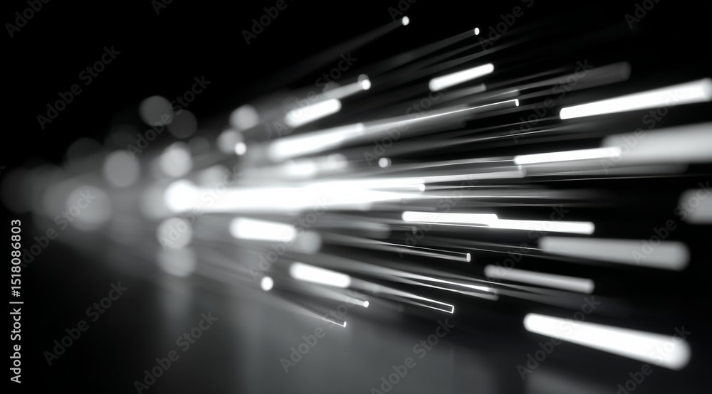 Poster Dynamic Light Bars Float in Darkness, Creating an Abstract Representation of Data and Technology That Evokes a Sense of Movement and Futurism