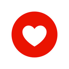 White heart in red circle vector icon