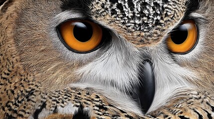Intense close-up of a watchful owl with piercing eyes