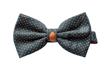 PNG Elegant blue and orange dotted bow tie on black background