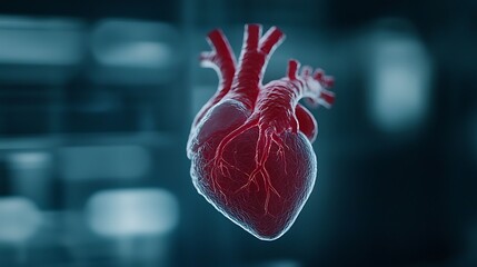Detailed 3D Render of a Human Heart Anatomy Cardiovascular System Medical Illustration