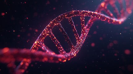 Glowing Red DNA Strand Genetic Code Scientific Background Molecular Biology Healthcare Research