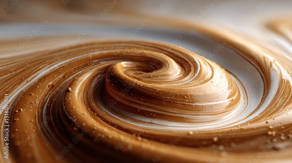Aufkleber Swirling Patterns of Milk and Coffee Create an Intricate Dance of Caramel and Cream in a Mesmerizing Vortex