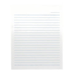 Blank Lined Paper Sheet isolated on transparent bacckground