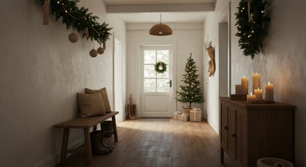 Cozy Christmas hallway decor