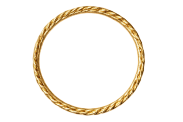 PNG Golden rope circular frame on black background: elegant decorative element