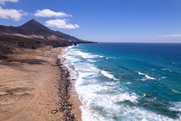 Wild Beach and Desert Shoreline at Cofete Fuerteventura