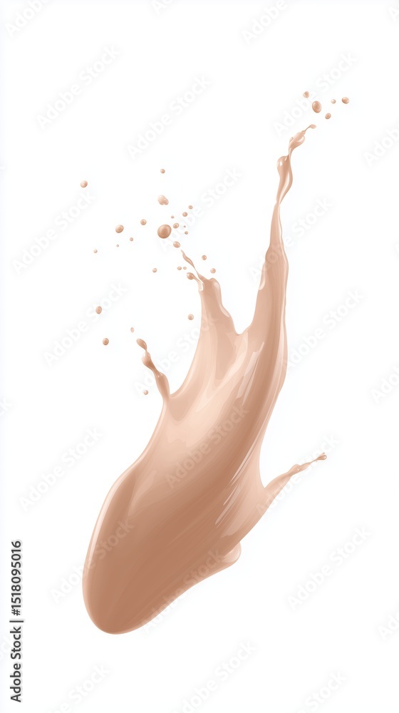 Aufkleber fluid splash of beige paint on a white background, showcasing dynamic movement and texture, ideal fo