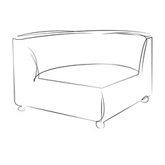 One continuous line drawing on white isolated background. Minimalism linear illustration. corner, chair, design, apartment, comfortable, furniture, lifestyle, indoor, reading, relaxation