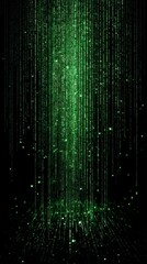 Exploration of Digital Realms With Glowing Green Code Resembling a Cybernetic Universe Filled With Artificial Intelligence and Deep Data Streams