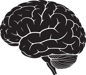 Black Silhouette of Human Brain Anatomy Illustration
