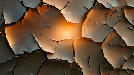 Close Up Cracked Earth Surface With Sunlight