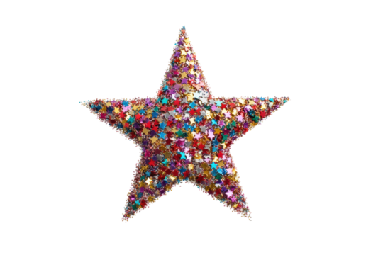 PNG Colorful star shaped confetti sculpture on black background