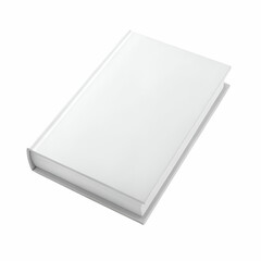 Blank hardcover book with white cover isolated against white background for mockups