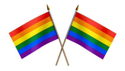 Two pride month flags crossed over each other