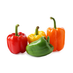 Ripe colorful bell peppers isolated on white