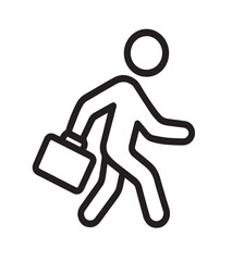 Business Person Walking with Briefcase – Line Art Icon