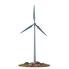 Single Wind Turbine on a Hill Producing Renewable Energy Against Clear Blue Sky Background for Sustainable Futures