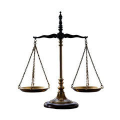 Antique scales of justice on a white background representing balance, fairness, law, and equality themes in society