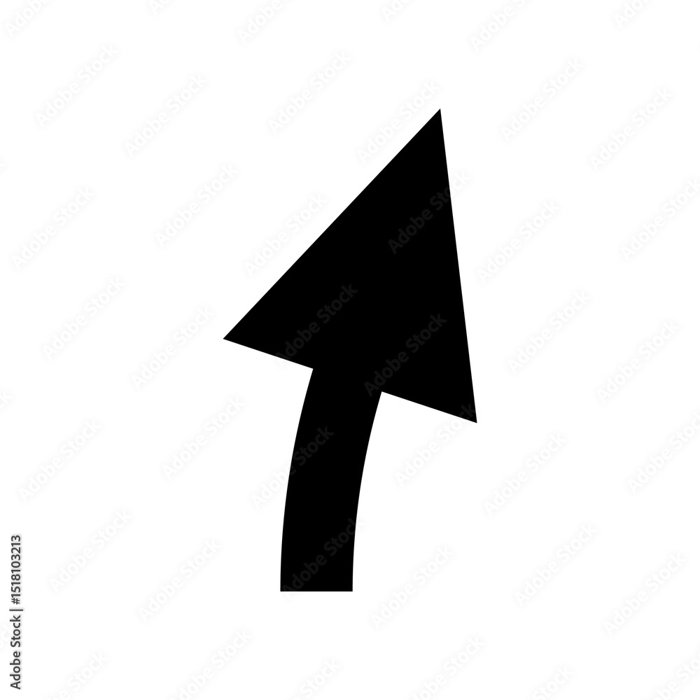 Poster black arrow cursor pointer icon on white background, computer interface navigation element for web d