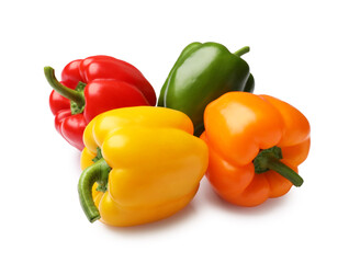 Fresh colorful bell peppers isolated on white