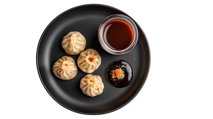 Steamed Asian Pork Dumplings with Soy Sauce and Green Onions