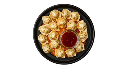 Steamed Asian Pork Dumplings with Soy Sauce and Green Onions