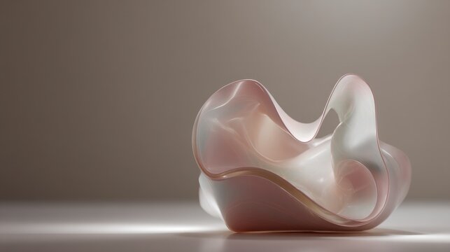 Abstract, flowing, sculpted, form, in pale pink and white