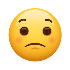 Digital Representation of a Disappointed Facial Expression A Yellow Circle Emoji with Frowning Features isolated on transparent bacckground