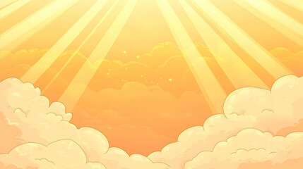 Fototapeta premium Pixelated Golden Sunset Sky With Clouds