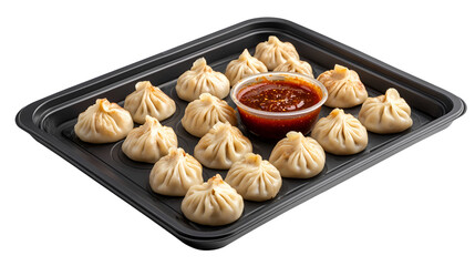 Steamed Asian Pork Dumplings with Soy Sauce and Green Onions