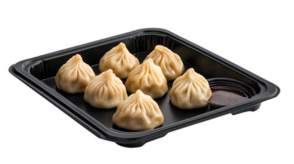 Steamed Asian Pork Dumplings with Soy Sauce and Green Onions