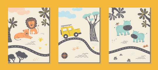 Adorable Wildlife Safari Tour Vector Trilogy