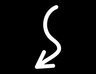 white arrow on a black background. hand-drawn arrow. abstract