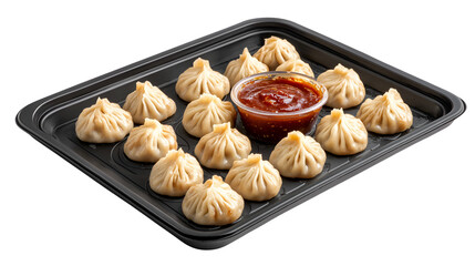 Steamed Asian Pork Dumplings with Soy Sauce and Green Onions