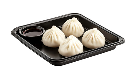 Steamed Asian Pork Dumplings with Soy Sauce and Green Onions