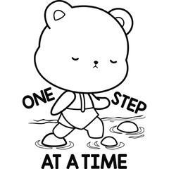a vector of a cute bear with some motivational quotes in black and white coloring