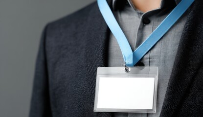 Person wearing a blank name tag