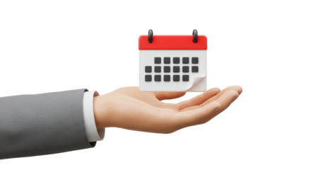 Isolated Hand Holding Calendar