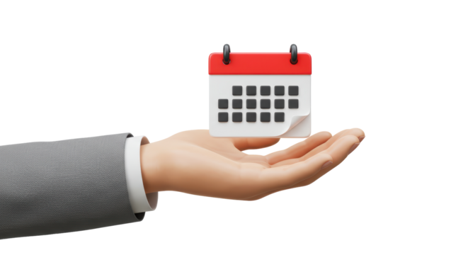 Isolated Hand Holding Calendar